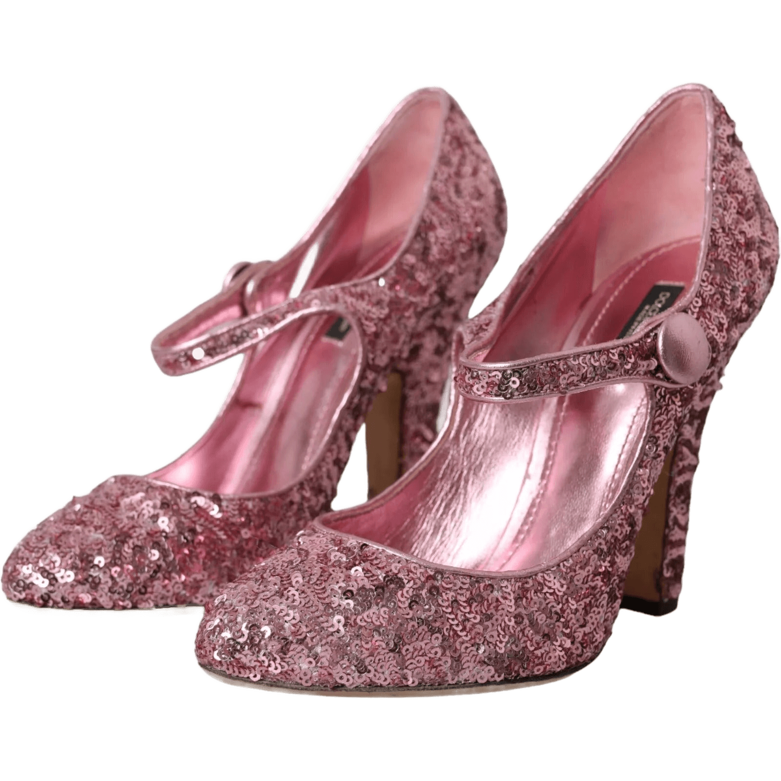 Dolce & Gabbana Pink Sequin Mary Jane Pumps High Heels Shoes Glam Steals
