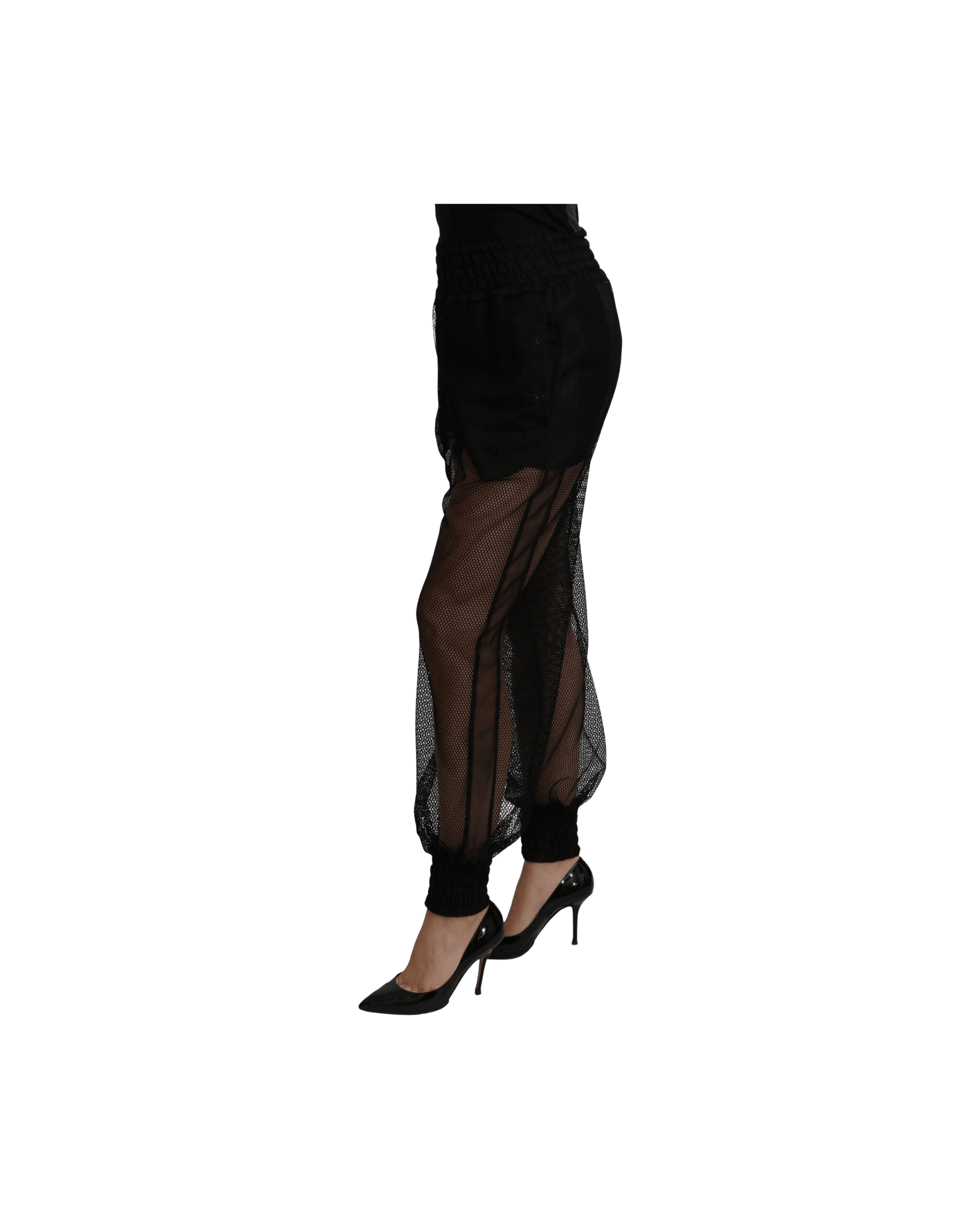 Dolce & Gabbana Black Polyester and See Through Jogger Pant Glam Steals