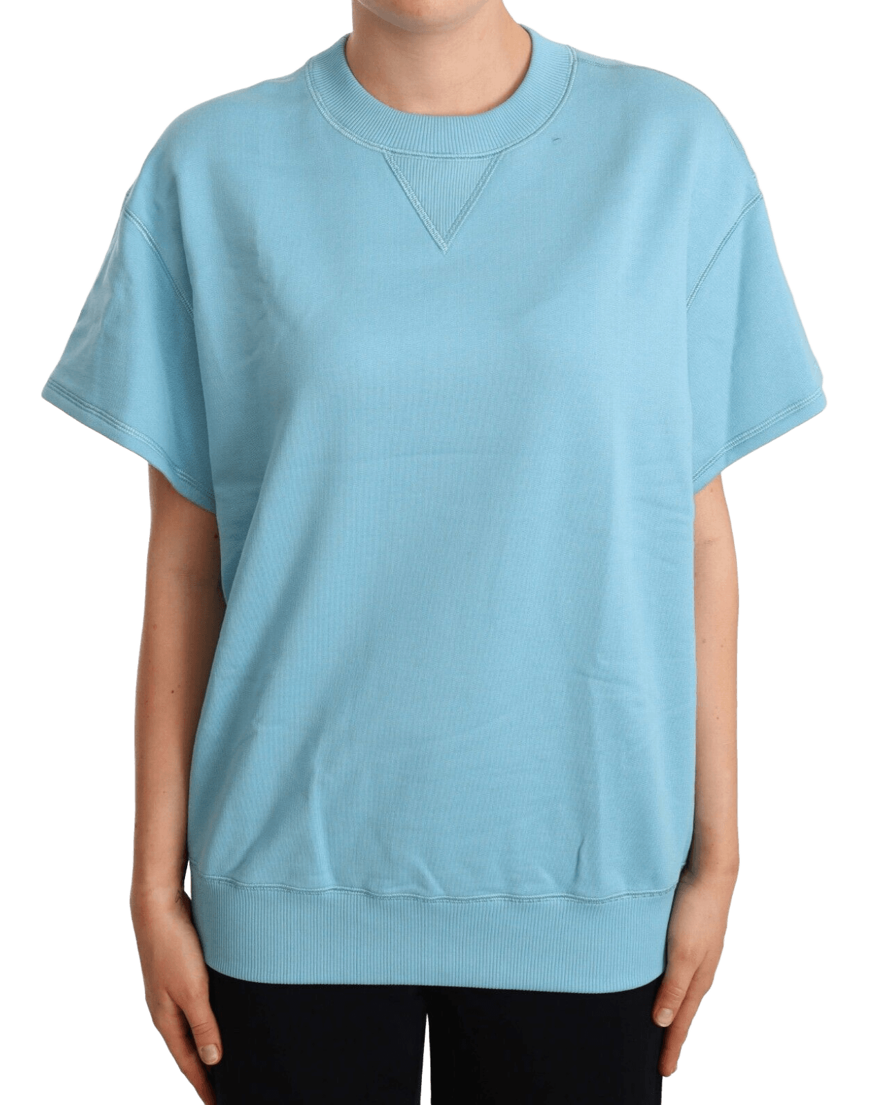 Dolce & Gabbana Blue Cotton and Short Sleeves Crew Neck Top Glam Steals