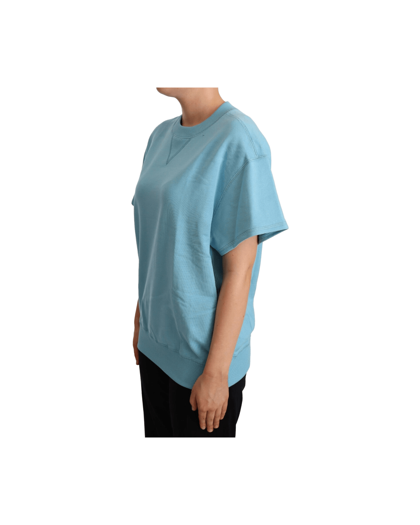 Dolce & Gabbana Blue Cotton and Short Sleeves Crew Neck Top Glam Steals
