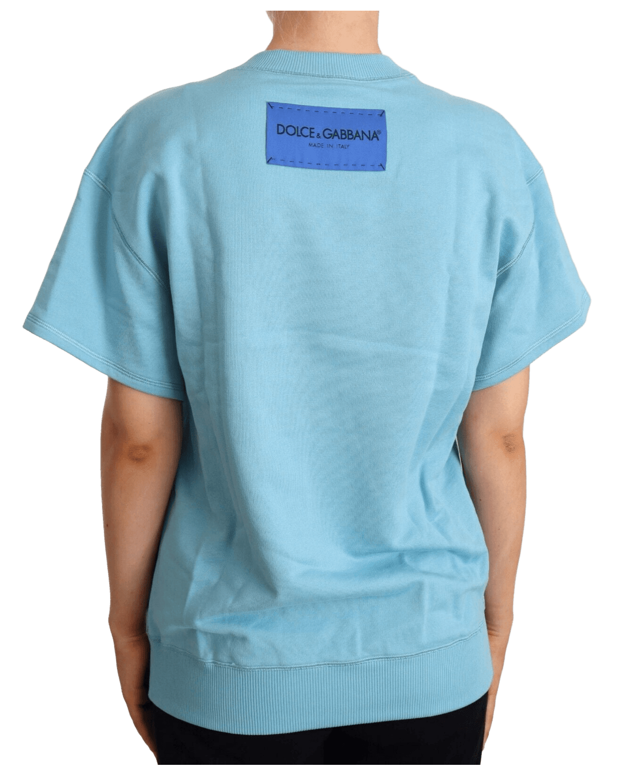 Dolce & Gabbana Blue Cotton and Short Sleeves Crew Neck Top Glam Steals
