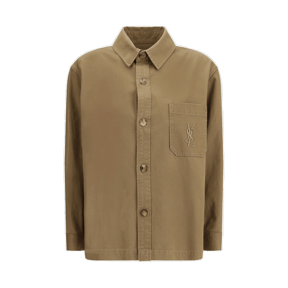 Saint Laurent Green Cotton Coat