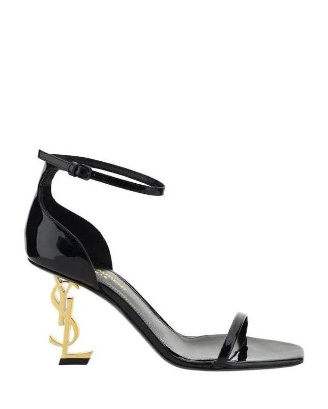 Saint Laurent Black Calf Leather Bos Taurus Stiletto Heel Sandals