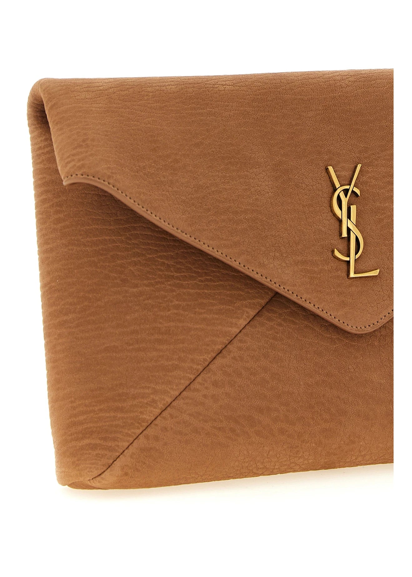 Saint Laurent Envelope Clutche in beige, Lamb Leather — view 3