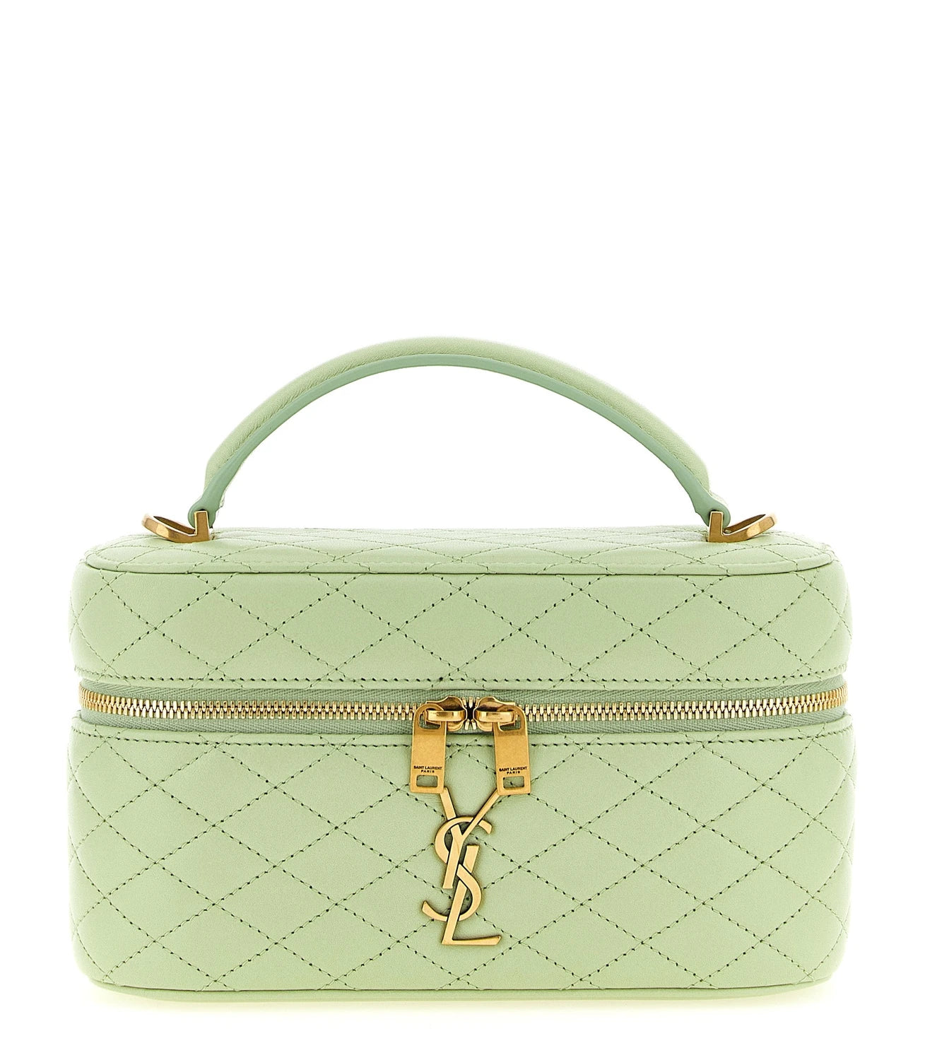 Saint Laurent Makeup Bag in green, Lamb Leather
