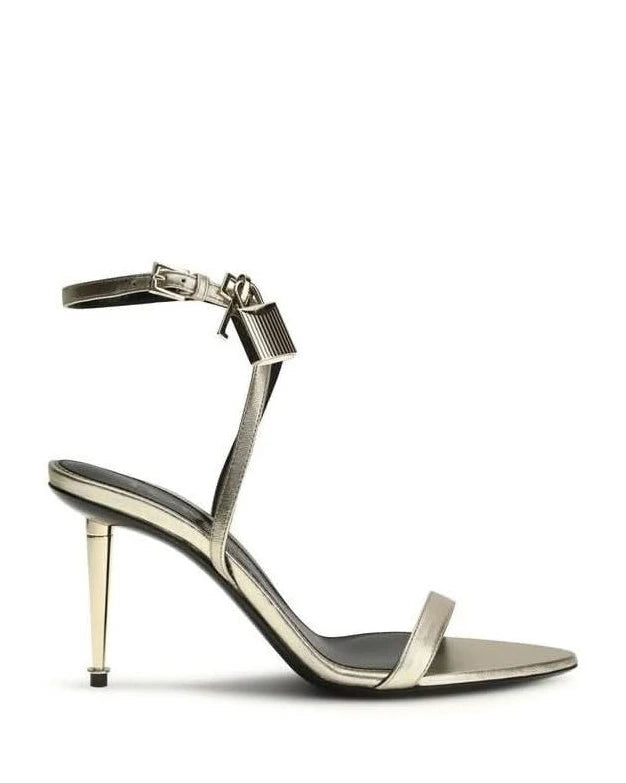 Tom Ford Gold Calf Leather Bos Taurus Stiletto Heel