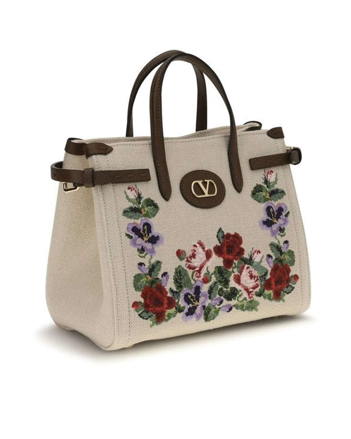 Valentino Garavani Satchel Bag in beige, Linen — view 2