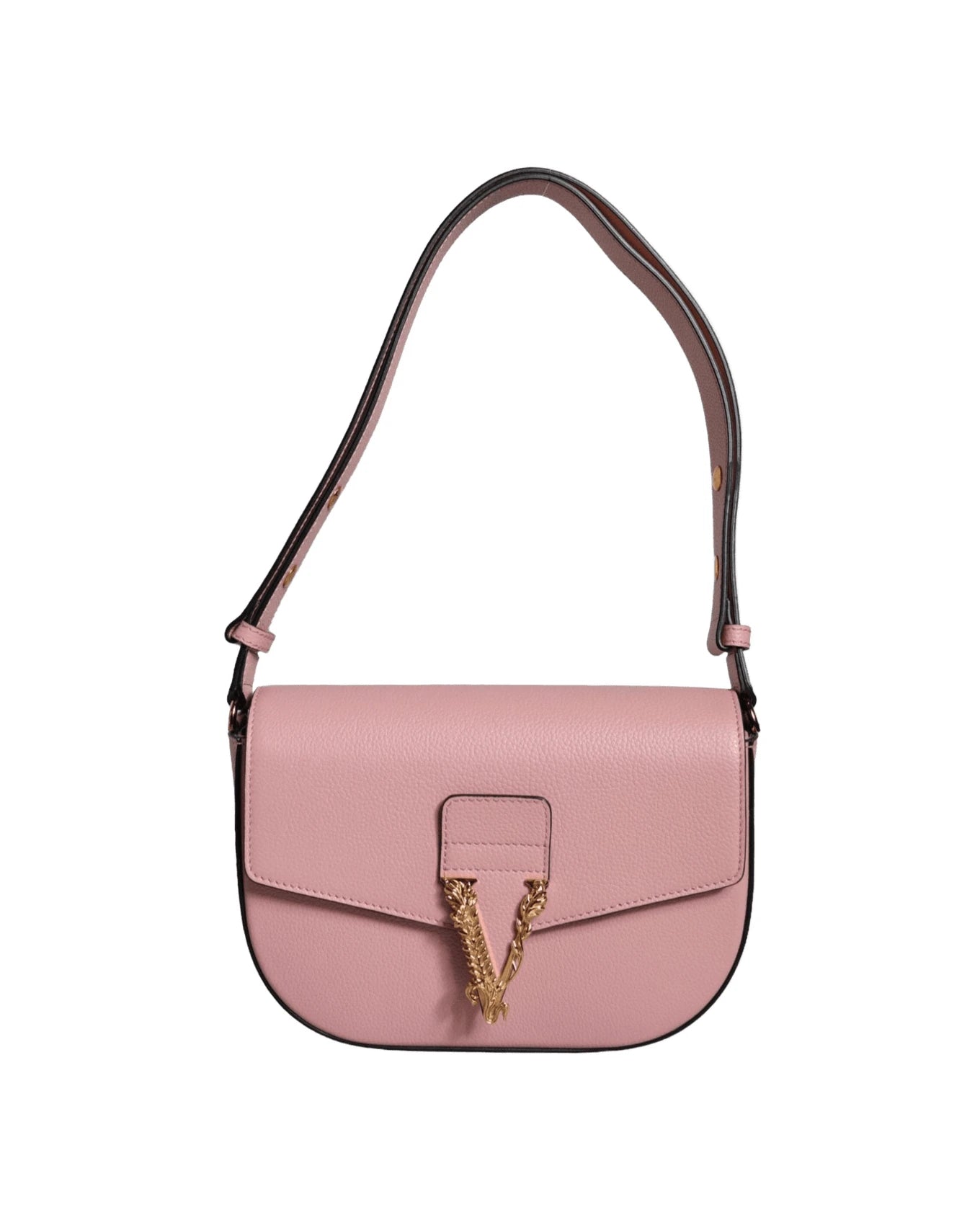 Versace Grainy Pink Calf Leather Logo Crossbody Shoulder Bag Shoulder Bags