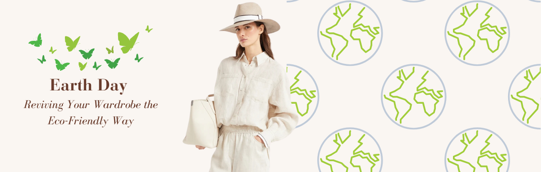 A woman in a linen shirt and pants