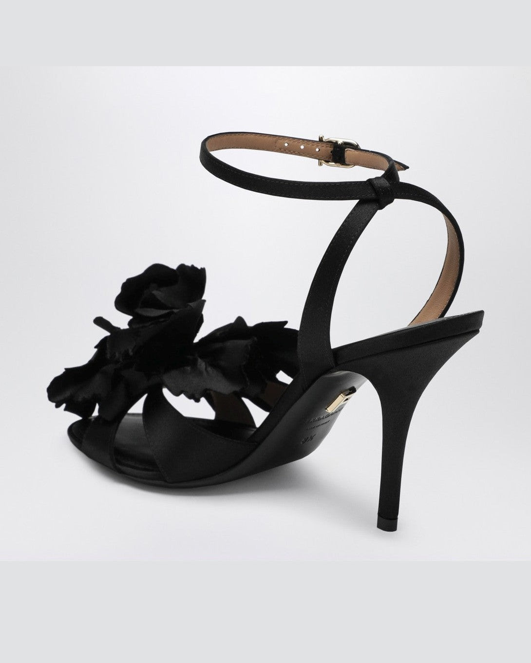 Ferragamo Black satin flower sandals Glam Steals