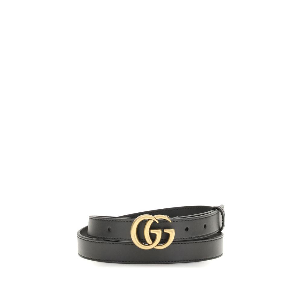 Gucci Black Calf Leather Bos Taurus Thin Belt