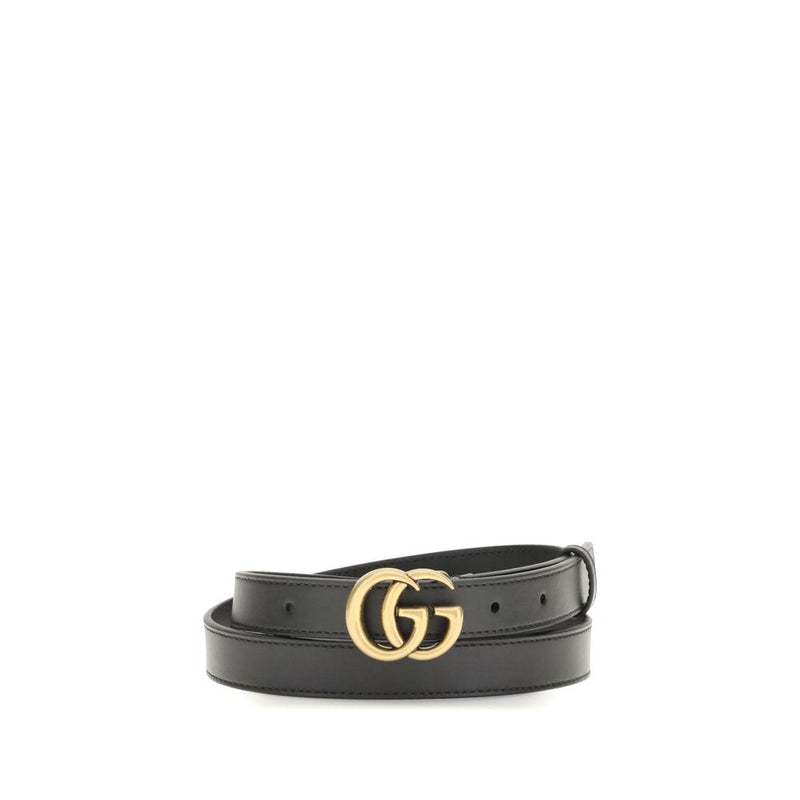 Gucci Black Calf Leather Bos Taurus Thin Belt