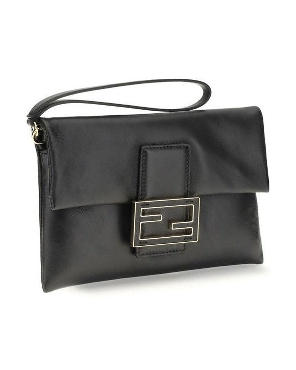 Fendi Black Calf Leather Bos Taurus Shoulder Bag Glam Steals