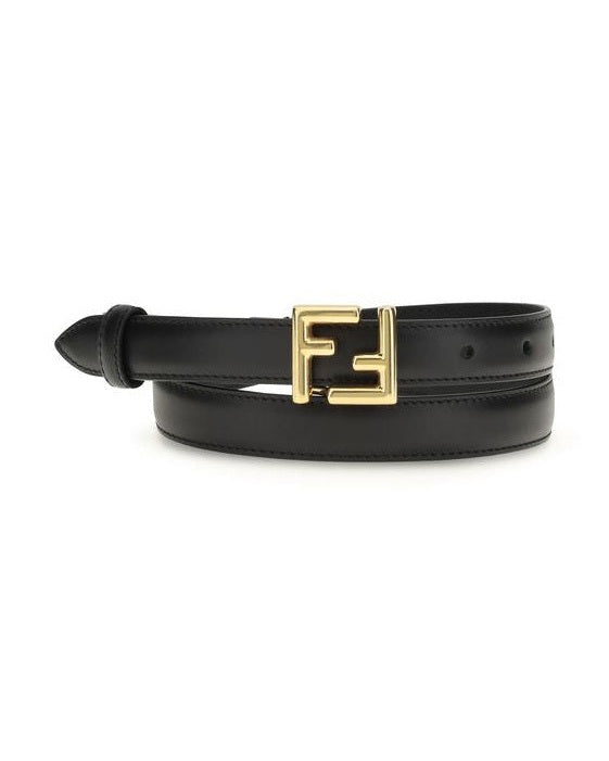 Fendi Black Calf Leather Bos Taurus Regular Belt Glam Steals