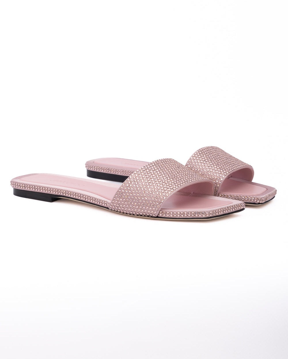 Pink Satin Crystal Clovis Flat 