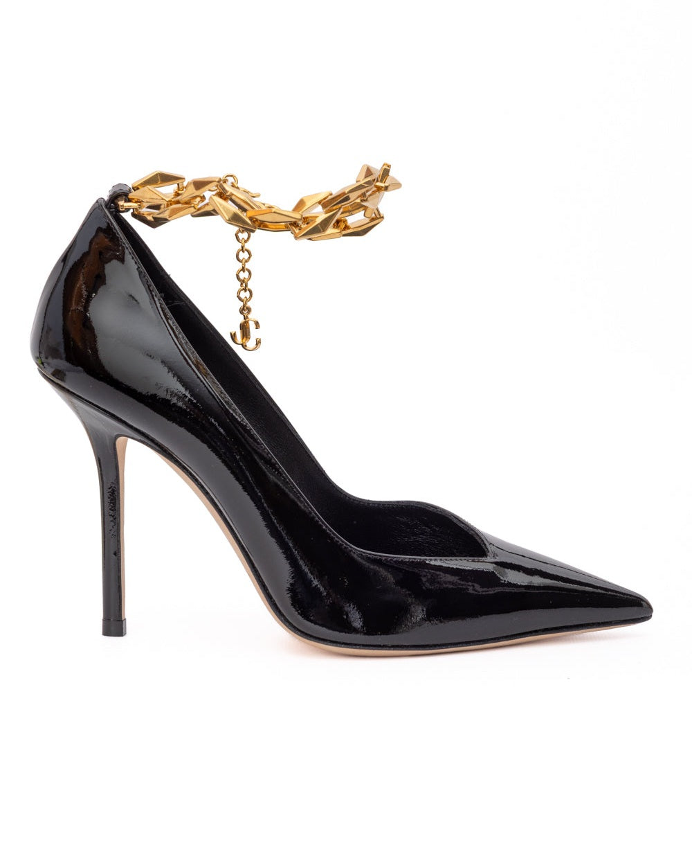 Black Patent Leather Diamond Talura Pumps 