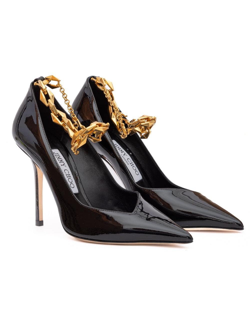 Black Patent Leather Diamond Talura Pumps 