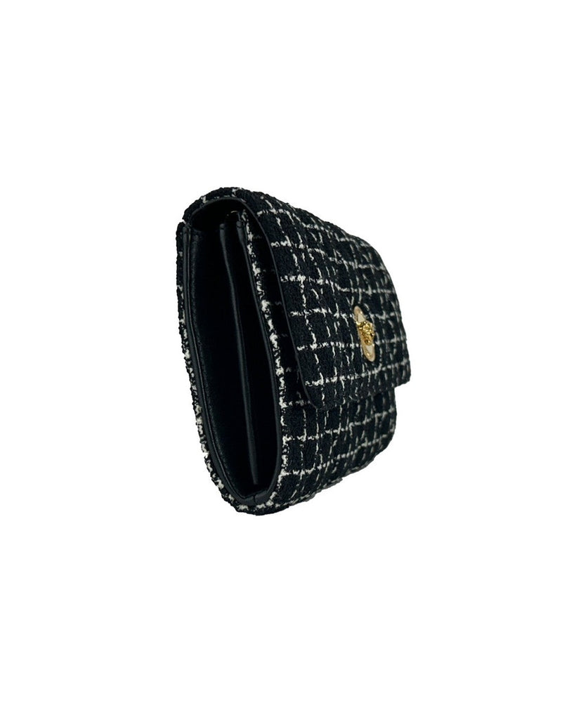 Versace Wallet On A Chain Fabric Black Crossbody Bag 