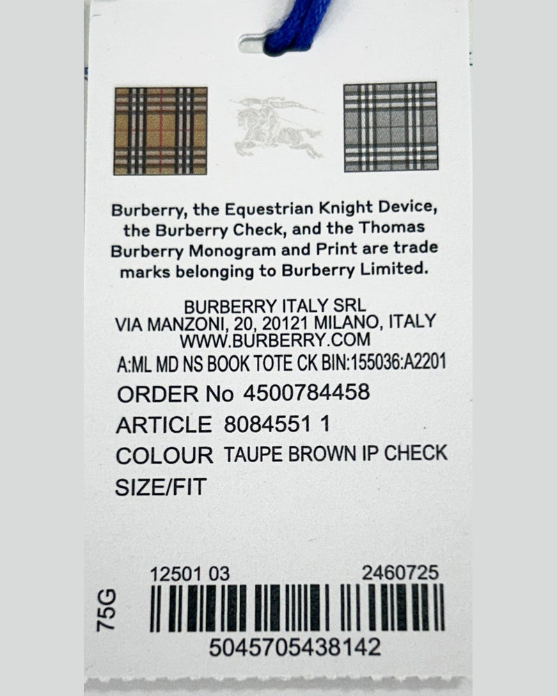 Burberry Medium NS Book Tote Bag Purse 