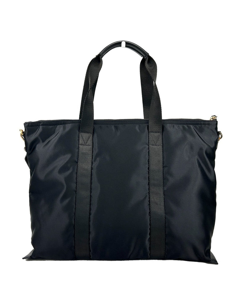 Versace Black Nylon Fabric La Medusa Shoulder Tote Bag 