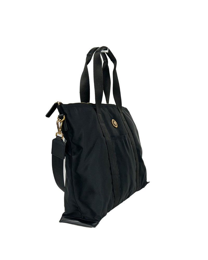 Versace Black Nylon Fabric La Medusa Shoulder Tote Bag 