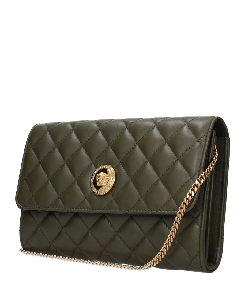 Green Leather Clutch Bag 