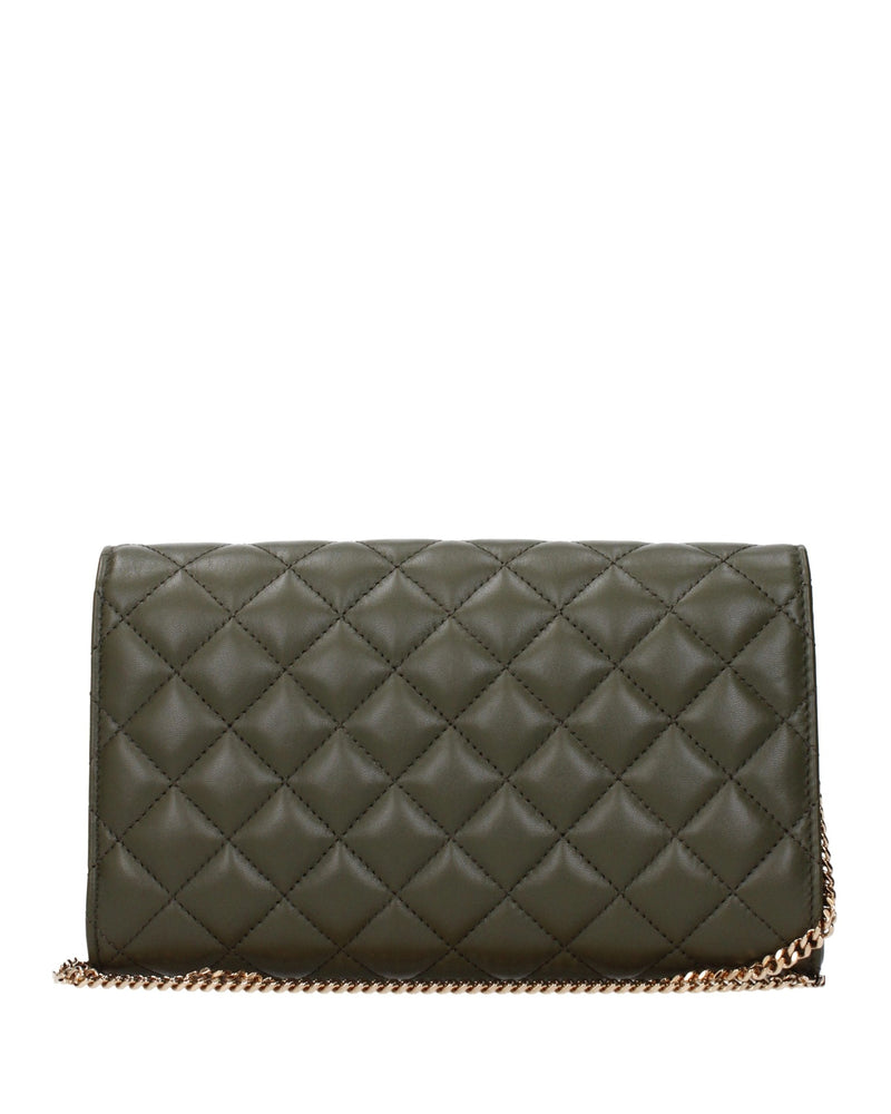 Green Leather Clutch Bag 