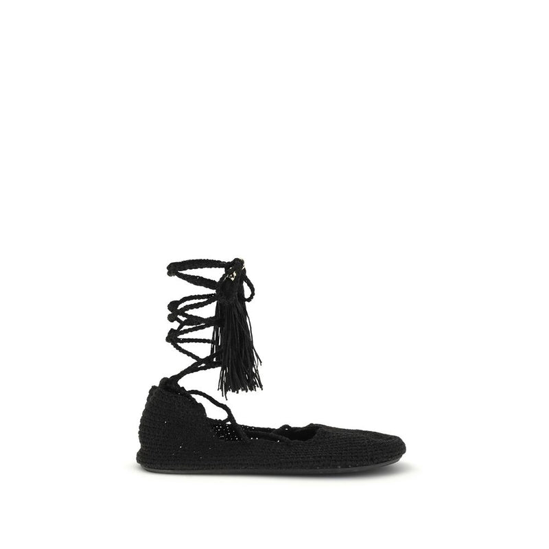 Black Recycled Polyester Ballet Flats 