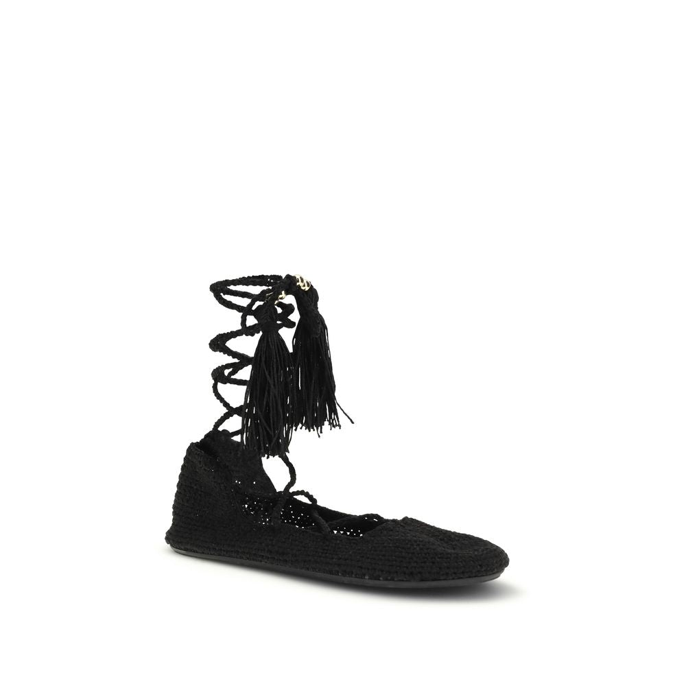 Black Recycled Polyester Ballet Flats 