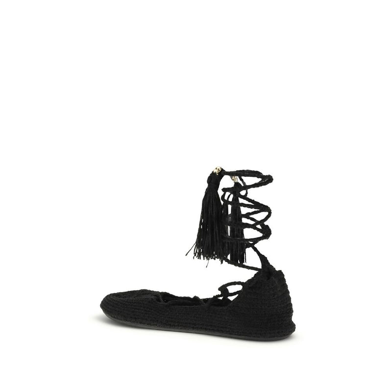 Black Recycled Polyester Ballet Flats 
