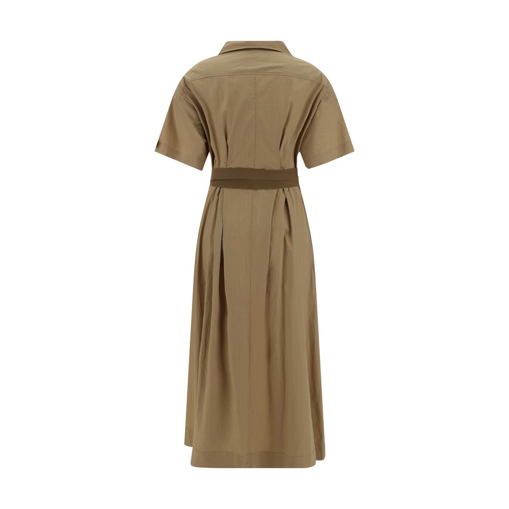 Brown Cotton Casual Dress 