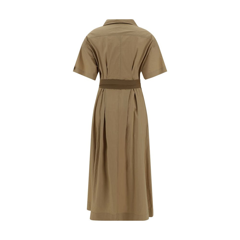 Brown Cotton Casual Dress 