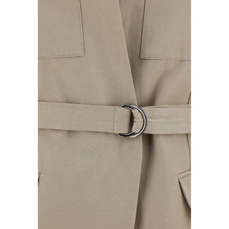 Beige Cotton Sleveless Jacket 