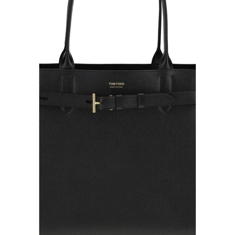 Tom Ford Black Calf Leather Bos Taurus Shoulder Bag 