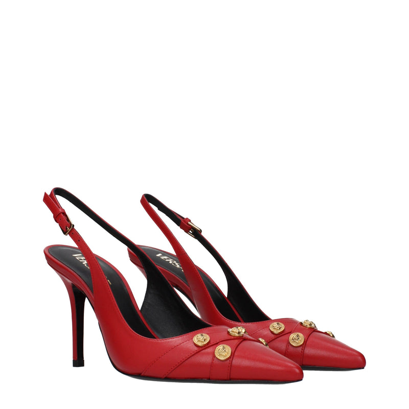 Versace Red Leather High Heel Pumps 