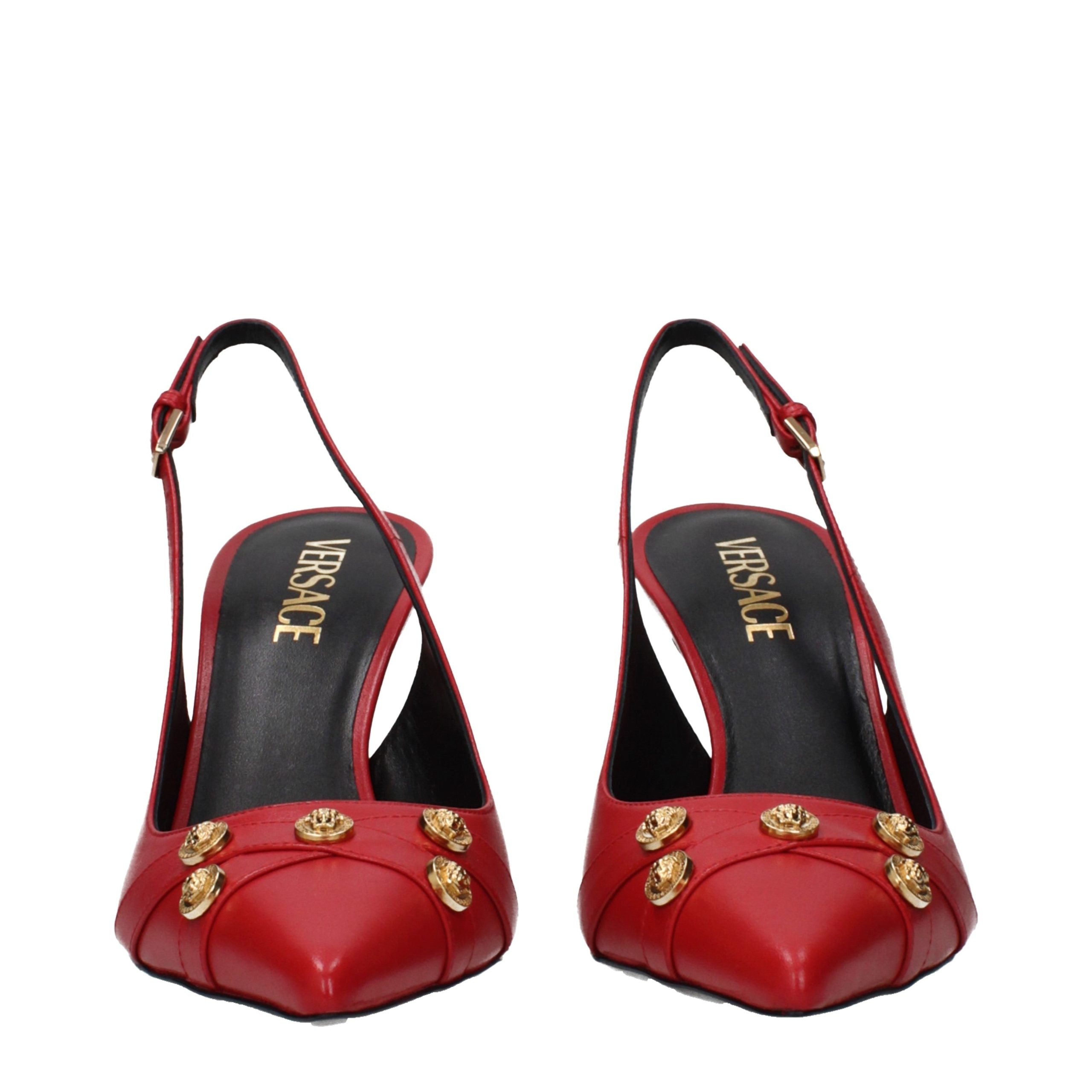 Versace Red Leather High Heel Pumps 