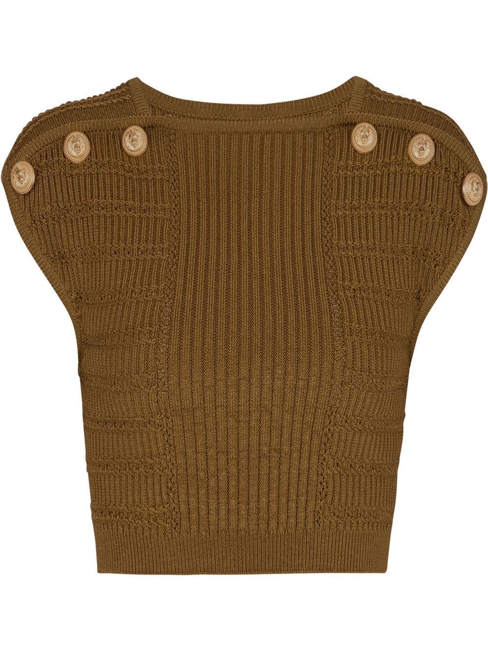 Balmain Knitted Button Detail Cropped Top Glam Steals