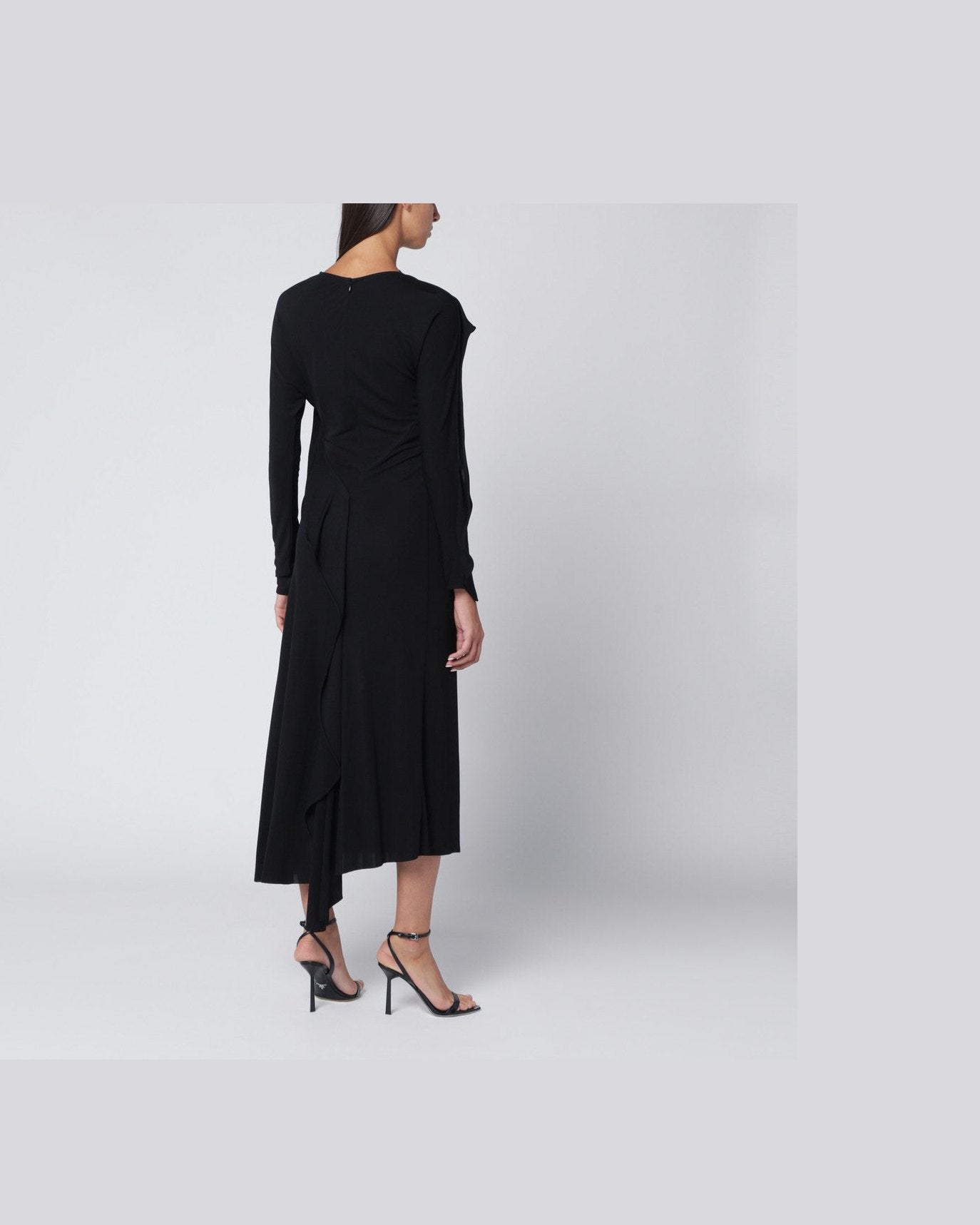 Victoria Beckham Black Jersey Midi Dress in Draped Glam Steals