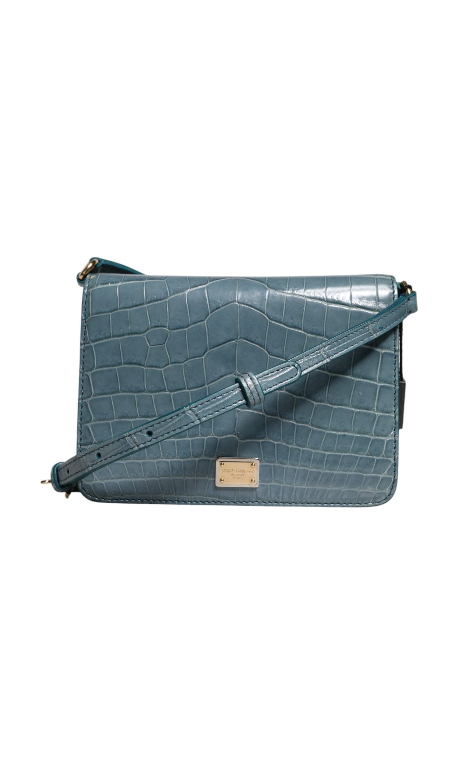 Dolce & Gabbana Green Leather Exotic Dg Plaque Crossbody Mini Bag Glam Steals