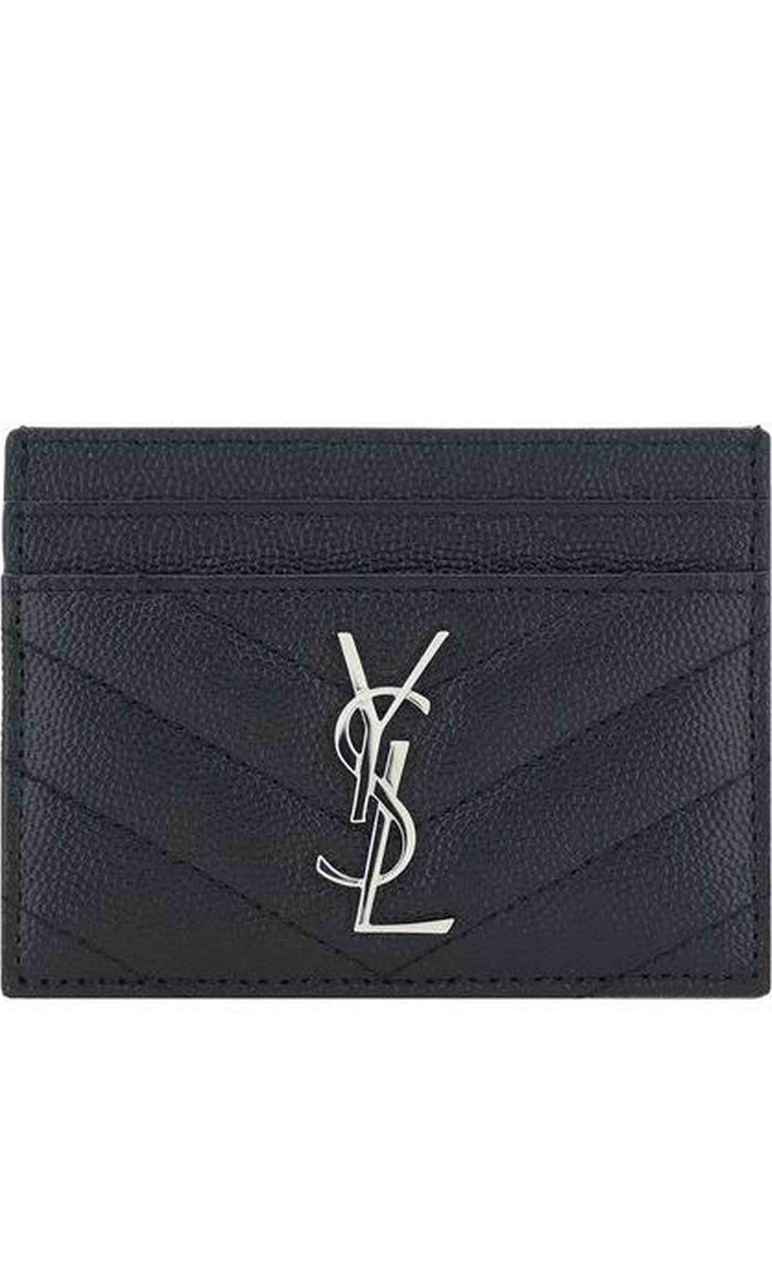 Saint Laurent Black Leather Card Holder Glam Steals