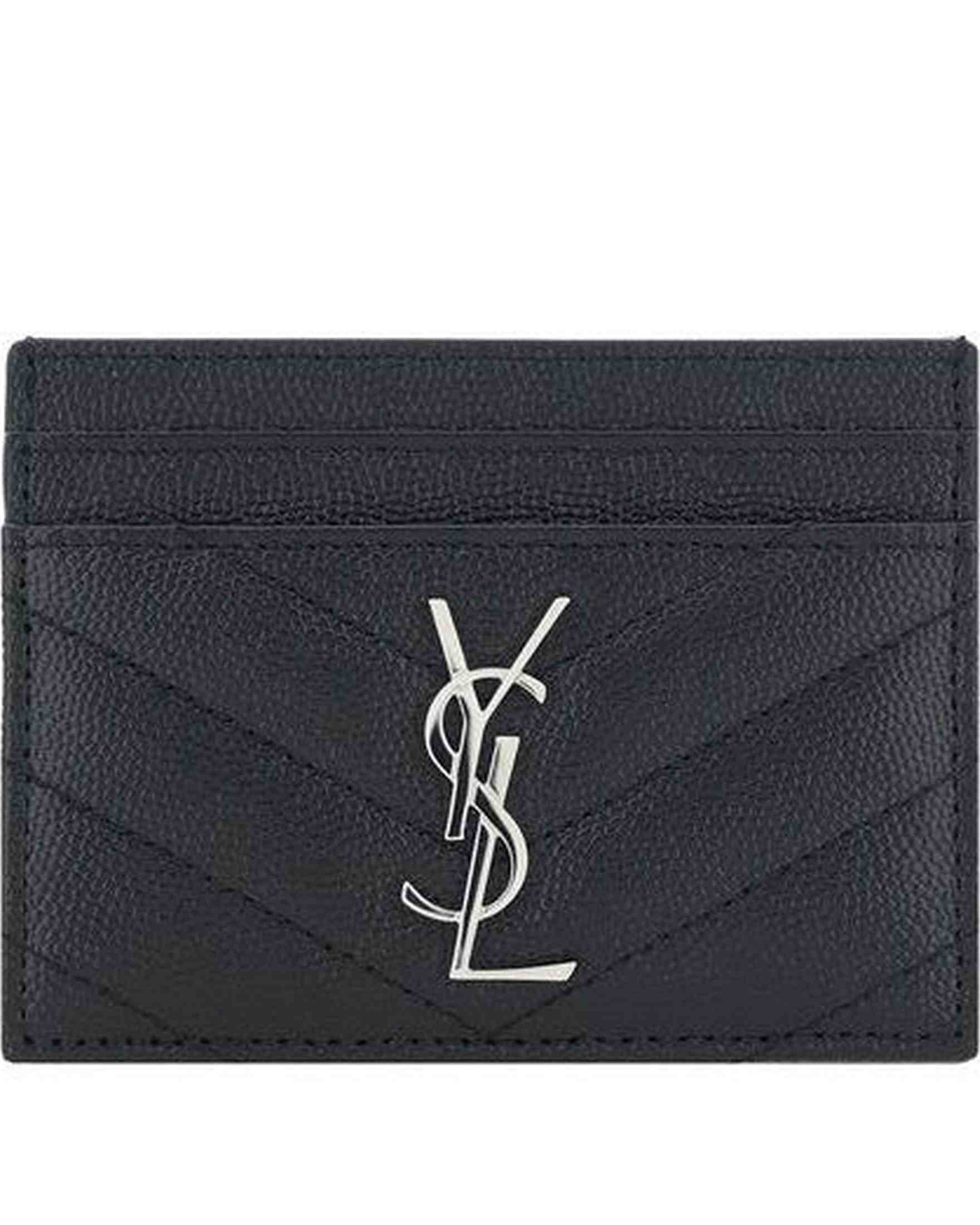 Saint Laurent Black Leather Card Holder Glam Steals
