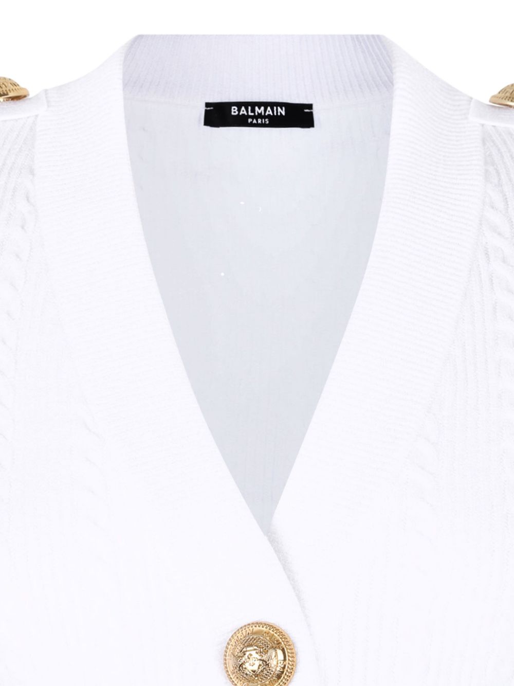 Balmain Button Trim Cable Knit Cardigan Glam Steals