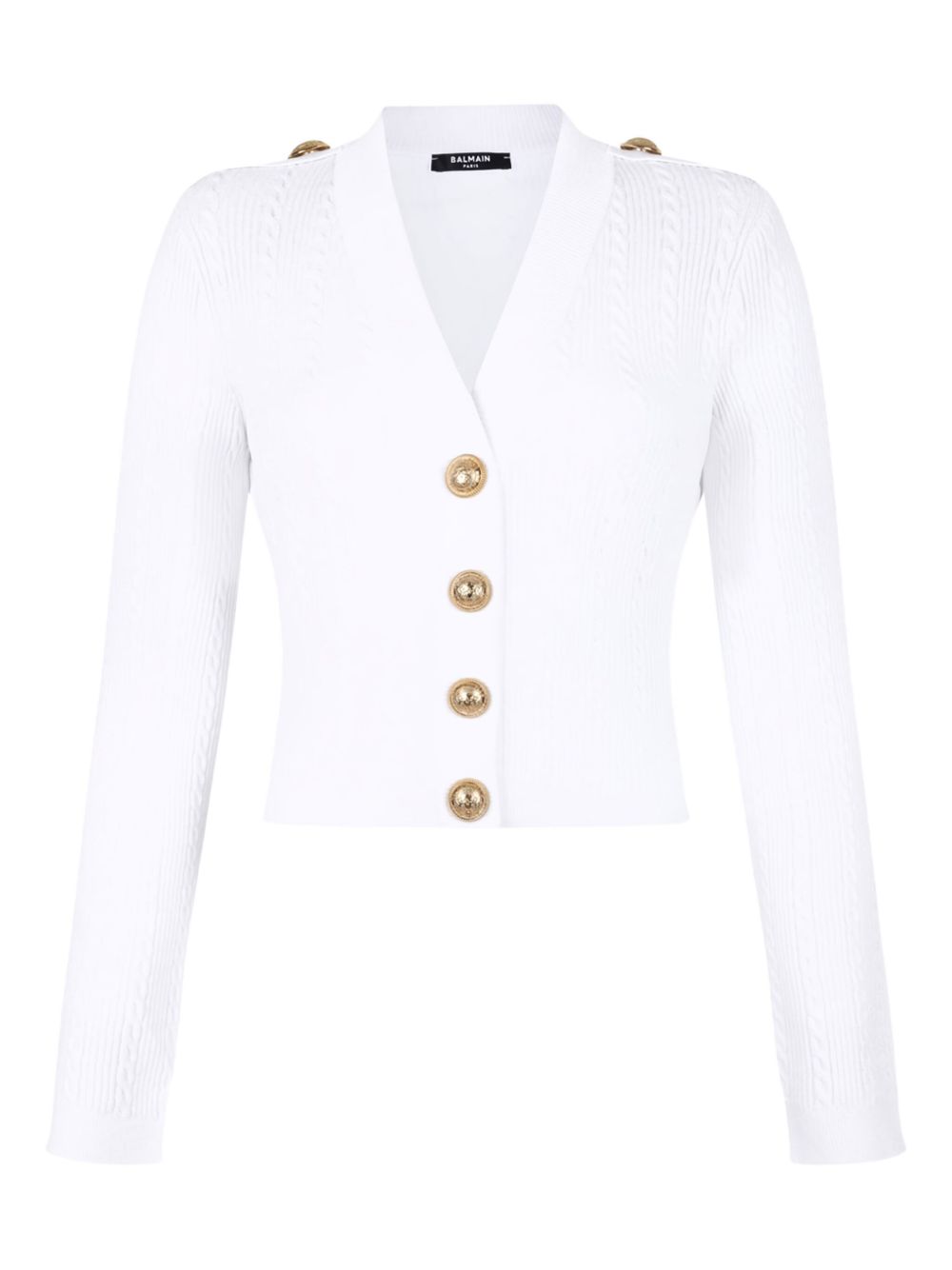 Balmain Button Trim Cable Knit Cardigan Glam Steals
