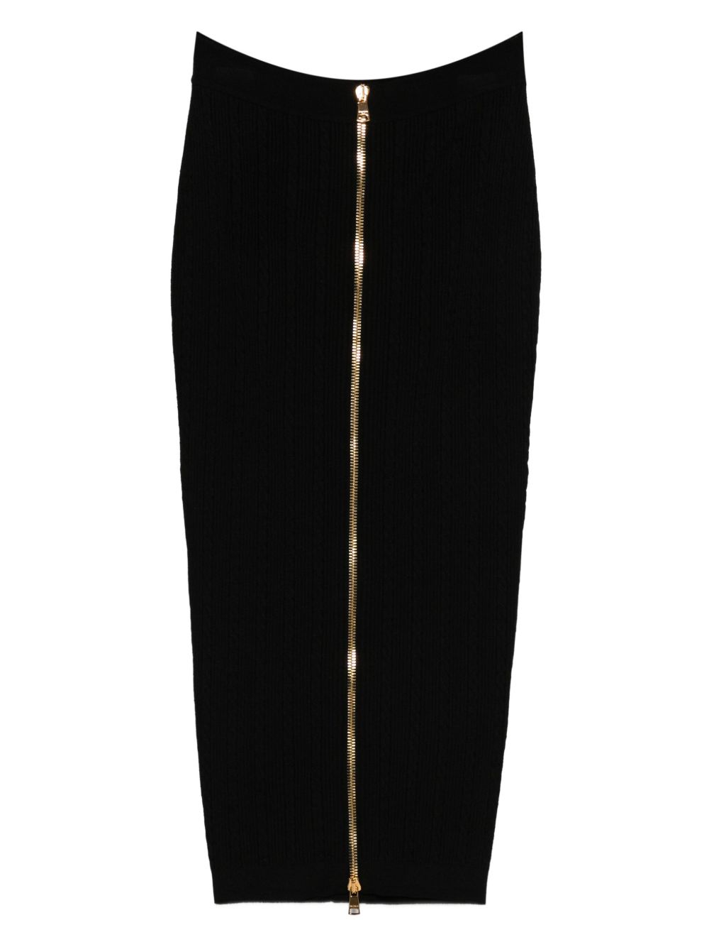 Balmain Cable Knit Button Front Midi Fitted Skirt Glam Steals