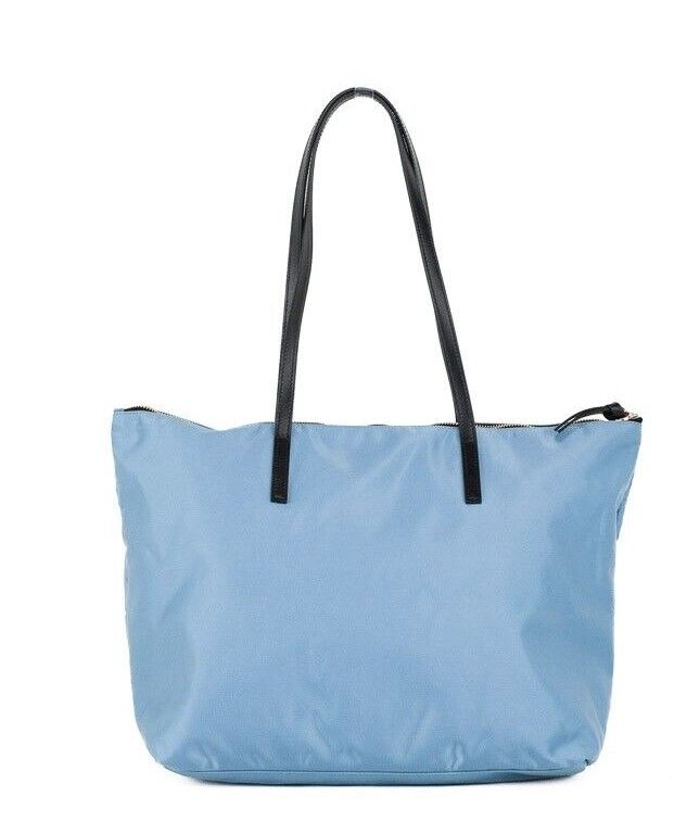 Versace Portuna Medusa Medium Cornflower Nylon Leather Tote Bag Blue Purse