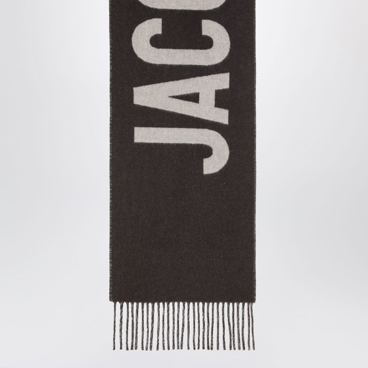 JACQUEMUS Multi-brown wool scarf with logo Glam Steals