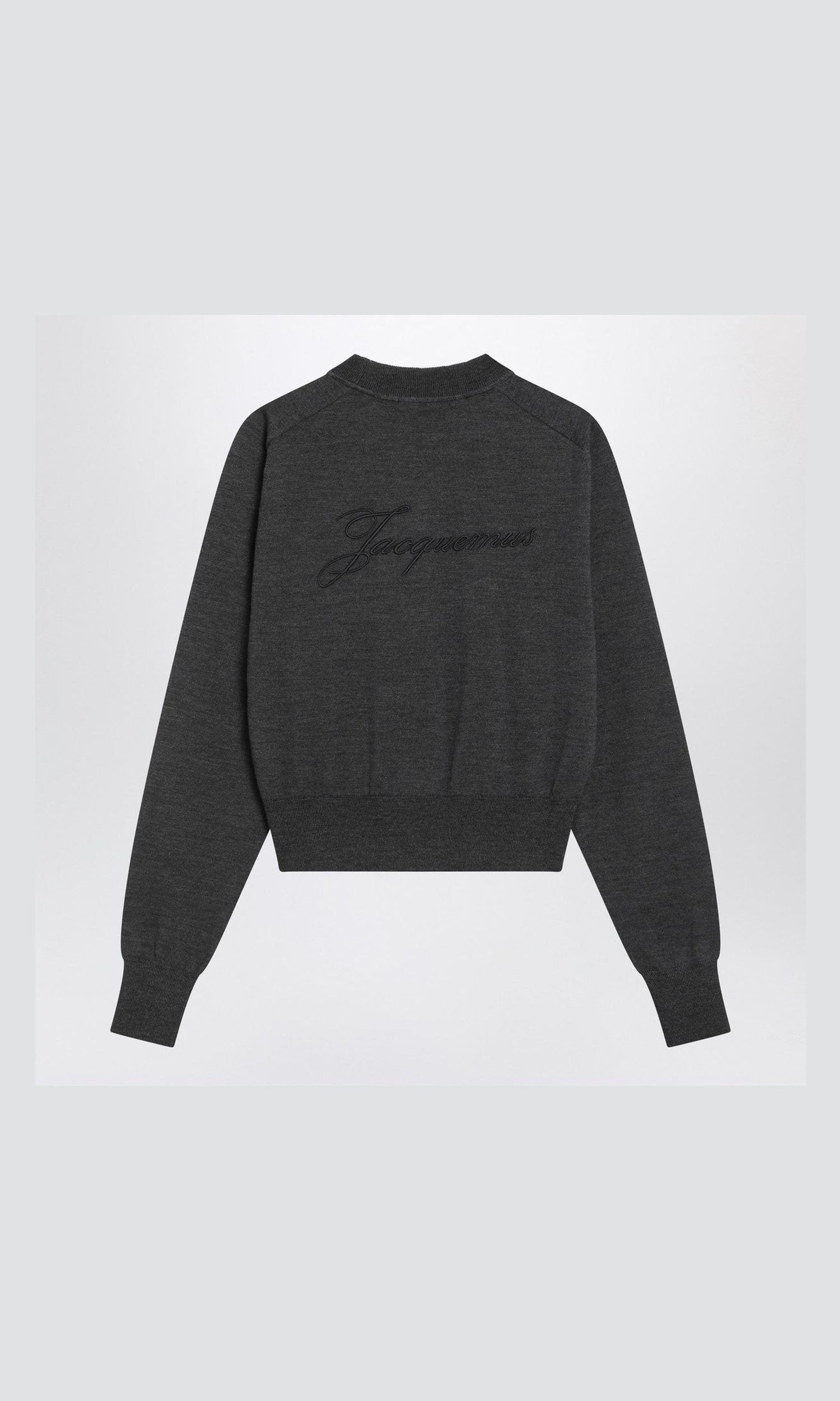 JACQUEMUS Grey wool sweater with logo embroidery Glam Steals