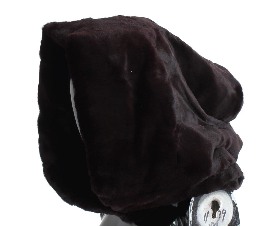 Dolce & Gabbana Exclusive Weasel Fur Hooded Purple Scarf
