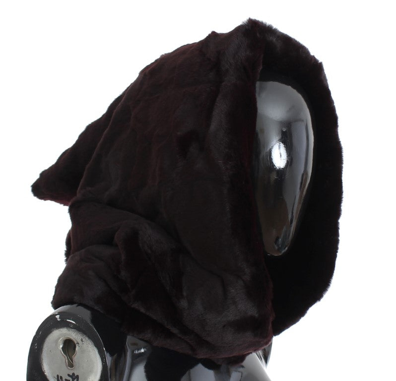 Dolce & Gabbana Exclusive Weasel Fur Hooded Purple Scarf