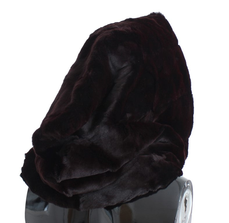 Dolce & Gabbana Exclusive Weasel Fur Hooded Purple Scarf